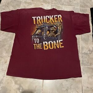 VTG Truckers Only Shirt Mens XXL Bad To The Bone Biker Trucker Skeleton